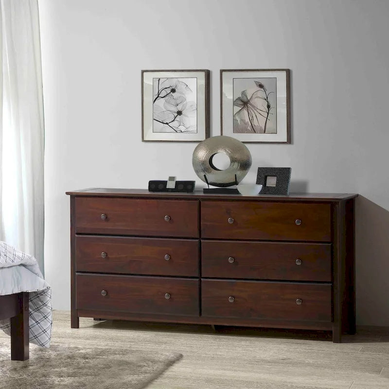 Cassettiera a 6 cassetti in legno massello, stile Shaker