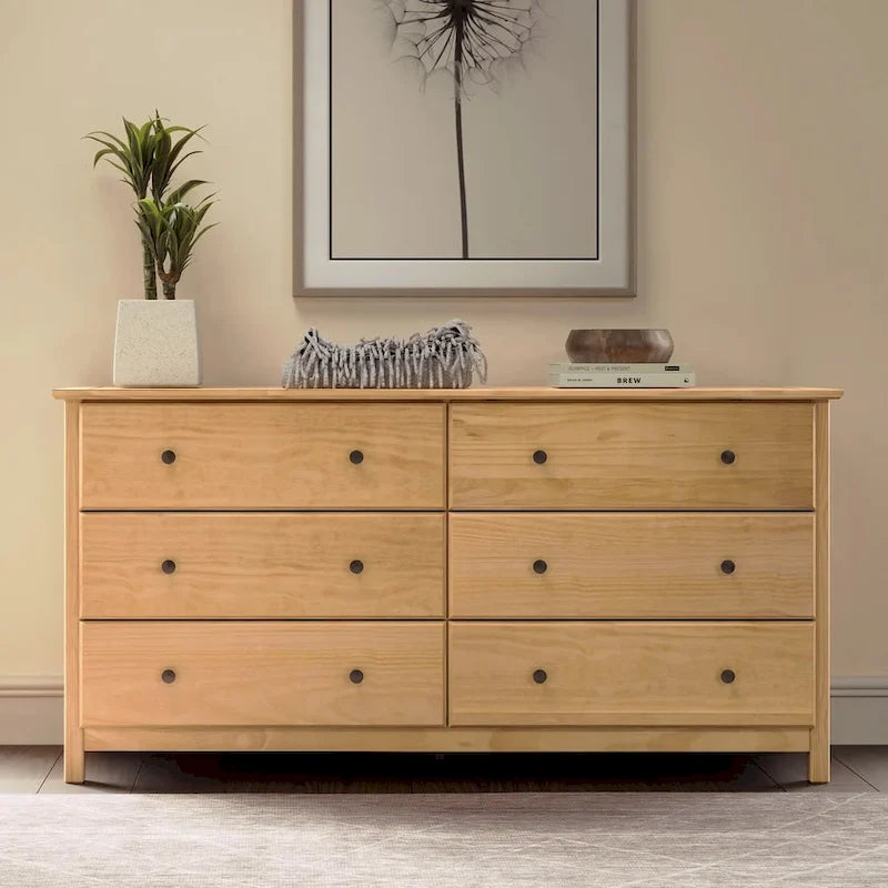 Cassettiera a 6 cassetti in legno massello, stile Shaker