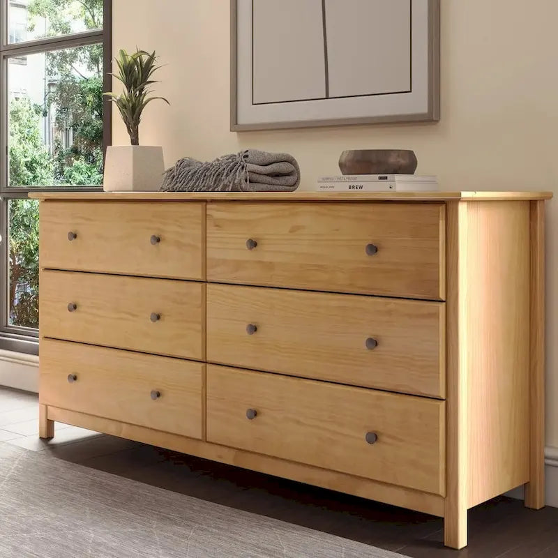 Cassettiera a 6 cassetti in legno massello, stile Shaker