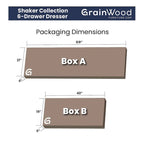 Cassettiera a 6 cassetti in legno massello, stile Shaker