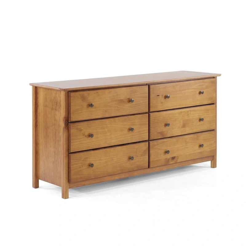 Cassettiera a 6 cassetti in legno massello, stile Shaker
