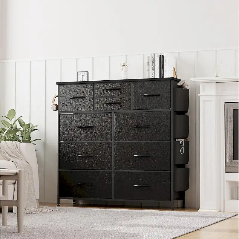 Comò a 10 cassetti, Armadio in Tessuto, Torre Contenitore Organizer per Camera da Letto