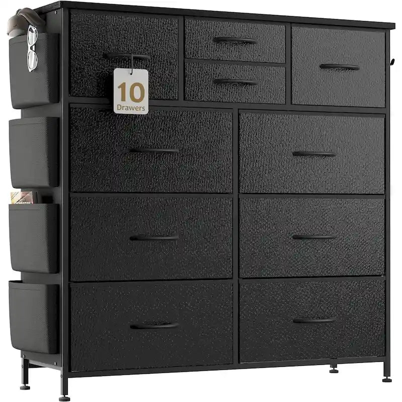 Comò a 10 cassetti, Armadio in Tessuto, Torre Contenitore Organizer per Camera da Letto