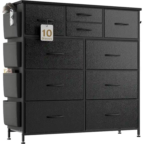 Comò a 10 cassetti, Armadio in Tessuto, Torre Contenitore Organizer per Camera da Letto