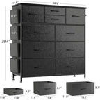 Comò a 10 cassetti, Armadio in Tessuto, Torre Contenitore Organizer per Camera da Letto