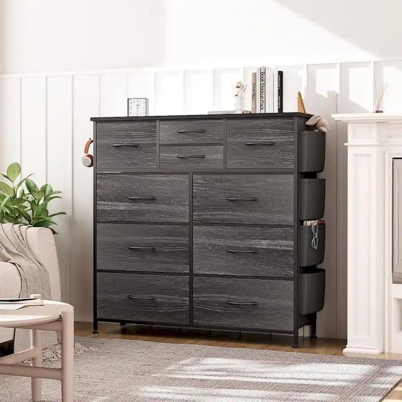 Comò a 10 cassetti, Armadio in Tessuto, Torre Contenitore Organizer per Camera da Letto