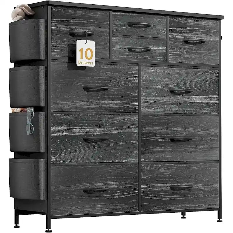 Comò a 10 cassetti, Armadio in Tessuto, Torre Contenitore Organizer per Camera da Letto