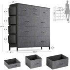 Comò a 10 cassetti, Armadio in Tessuto, Torre Contenitore Organizer per Camera da Letto
