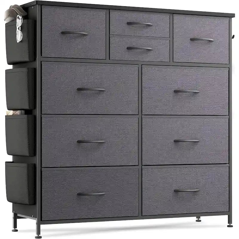 Comò a 10 cassetti, Armadio in Tessuto, Torre Contenitore Organizer per Camera da Letto