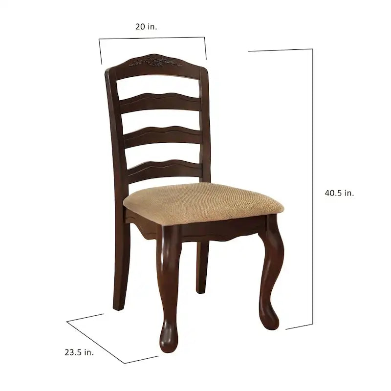 Sedie da pranzo tradizionali in legno con schienale a pioli (Set di 2)