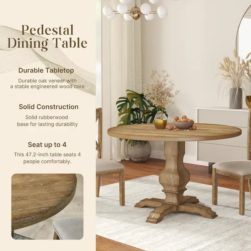 Tavolo da pranzo rotondo con base a piedistallo