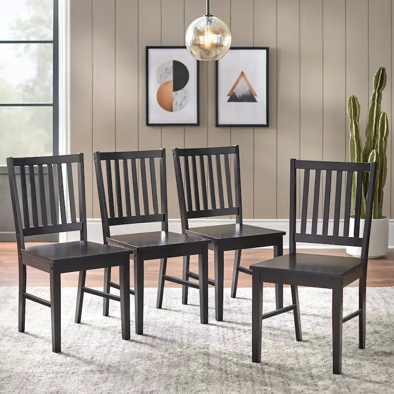  Solid Wood Slat Back Dining Chairs (Set of 4)