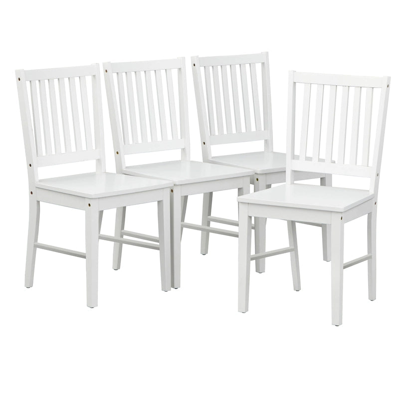 Sedie da pranzo con schienale a doghe in legno massiccio (set da 4)
