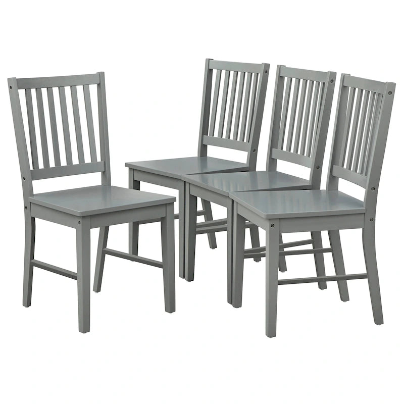 Sedie da pranzo con schienale a doghe in legno massiccio (set da 4)
