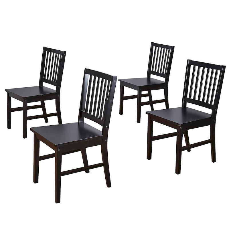 Sedie da pranzo con schienale a doghe in legno massiccio (set da 4)