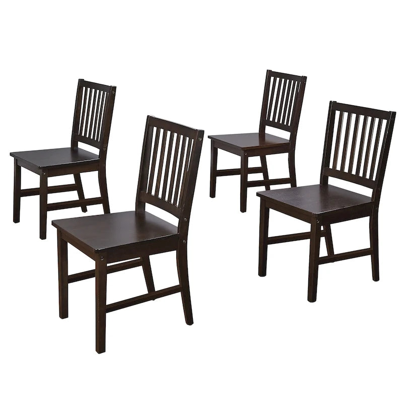 Sedie da pranzo con schienale a doghe in legno massiccio (set da 4)