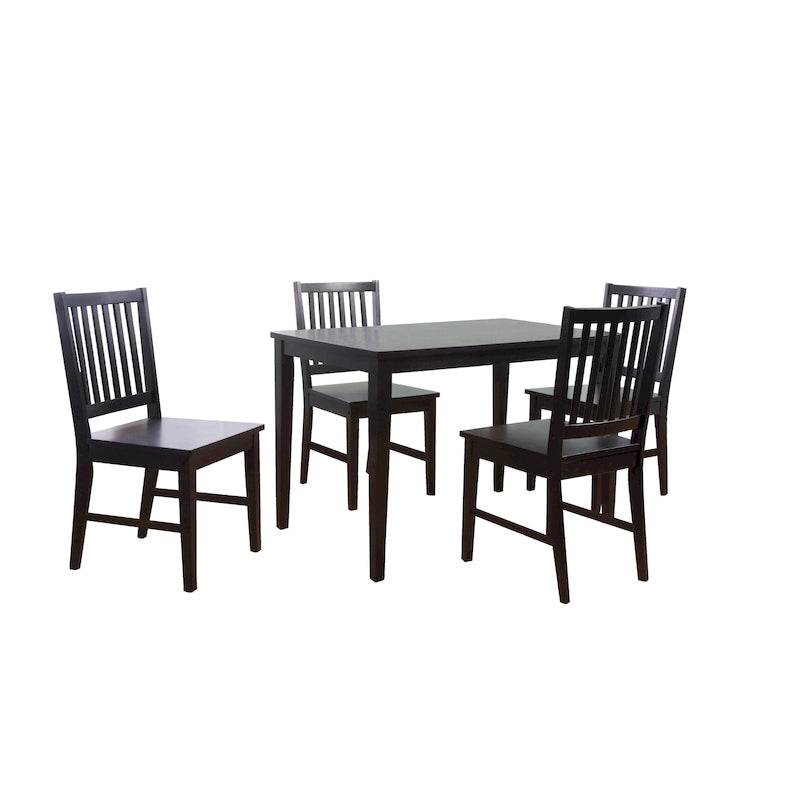Sedie da pranzo con schienale a doghe in legno massiccio (set da 4)