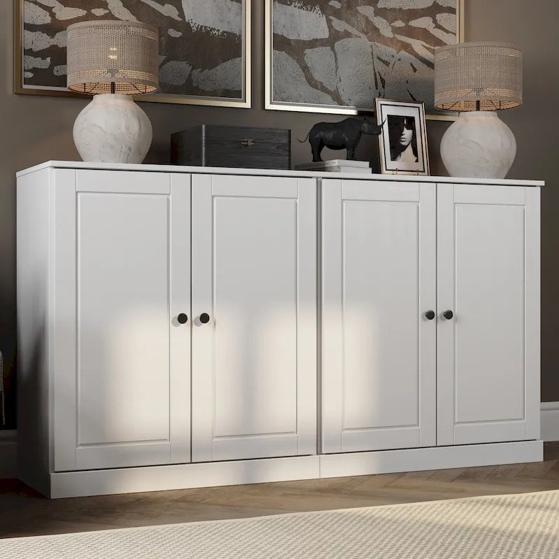 100% Solid Wood Sideboard with Glass or Solid Wood Doors by  - 64 x 35.75