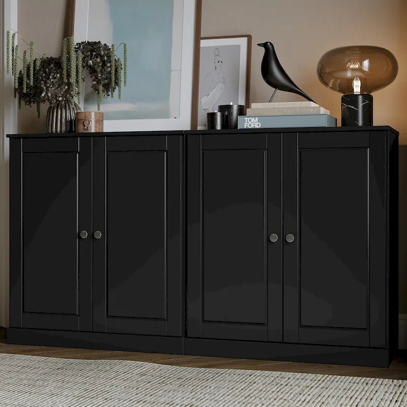 Madia 100% Legno Massello con Ante in Vetro o Legno Massello di - 64 x 35,75