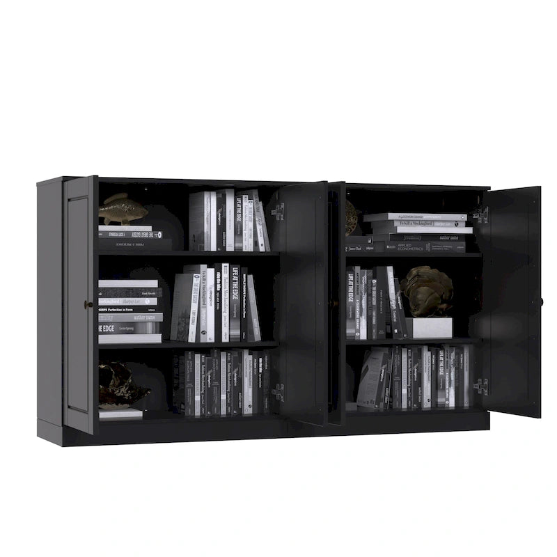 Madia 100% Legno Massello con Ante in Vetro o Legno Massello di - 64 x 35,75
