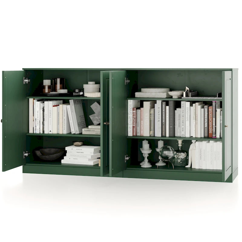 Madia 100% Legno Massello con Ante in Vetro o Legno Massello di - 64 x 35,75