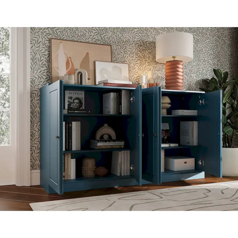 Madia 100% Legno Massello con Ante in Vetro o Legno Massello di - 64 x 35,75