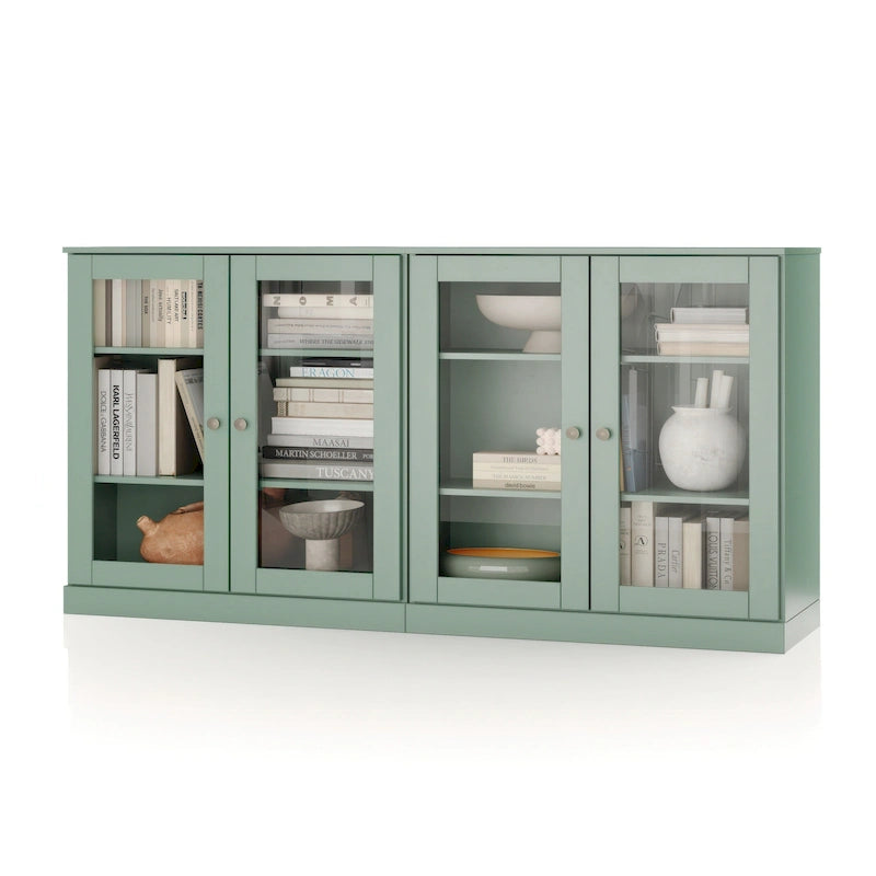 Madia 100% Legno Massello con Ante in Vetro o Legno Massello di - 64 x 35,75