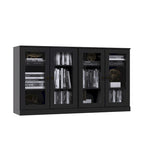 Madia 100% Legno Massello con Ante in Vetro o Legno Massello di - 64 x 35,75