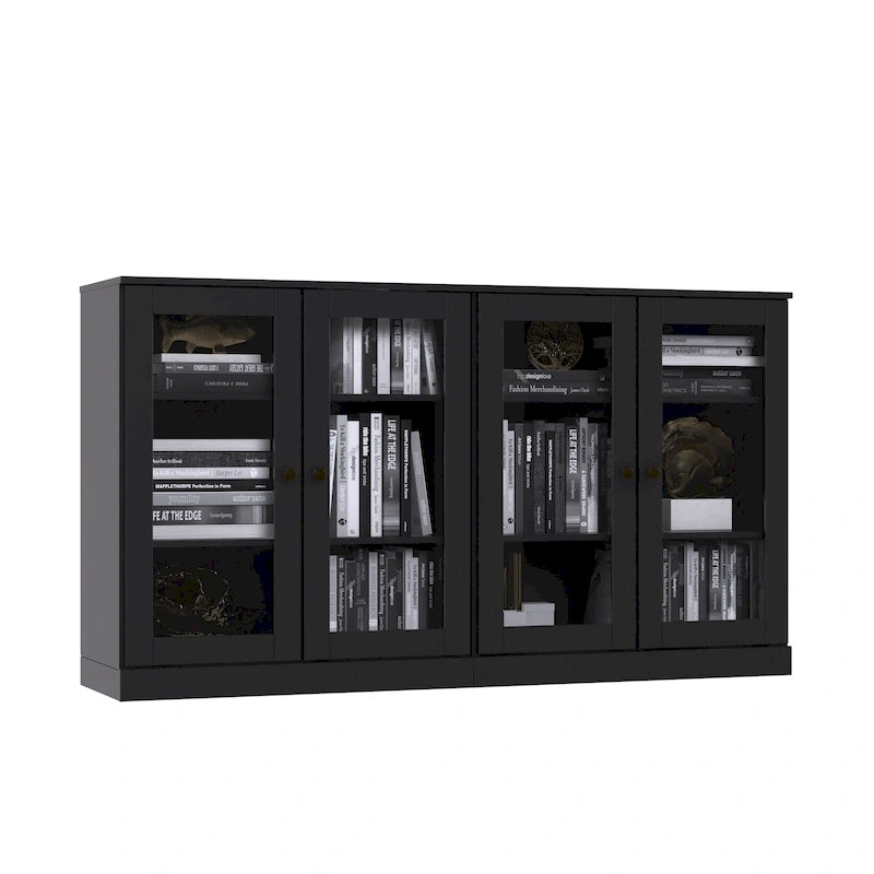 Madia 100% Legno Massello con Ante in Vetro o Legno Massello di - 64 x 35,75