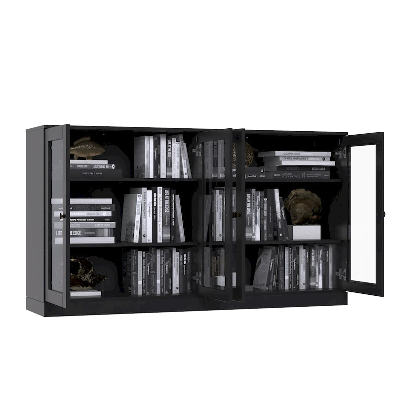 Madia 100% Legno Massello con Ante in Vetro o Legno Massello di - 64 x 35,75