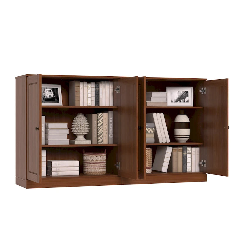 Madia 100% Legno Massello con Ante in Vetro o Legno Massello di - 64 x 35,75