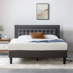  Dark Grey Button Tufted Upholstered Platform Bed Frame - Cal King