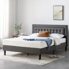 Struttura letto imbottita con bottoni trapuntati grigio scuro - California King