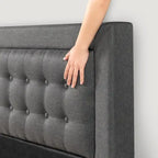 Struttura letto imbottita con bottoni trapuntati grigio scuro - California King