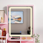 Tavolo da Trucco con Luci LED, Specchio e Sgabello