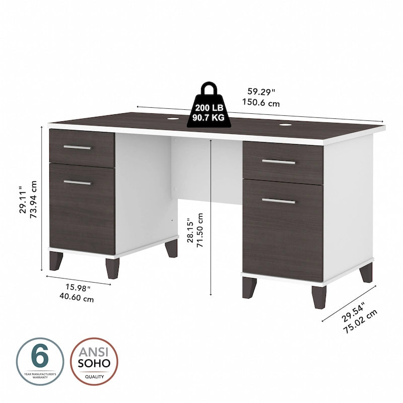 Scrivania da ufficio 60W con cassetti