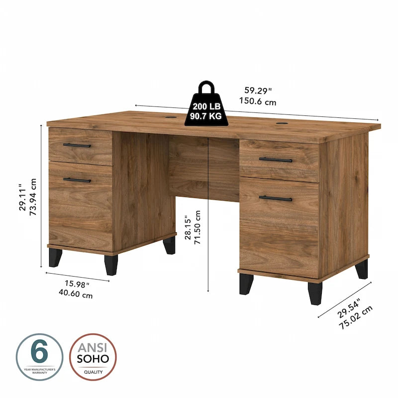 Scrivania da ufficio 60W con cassetti