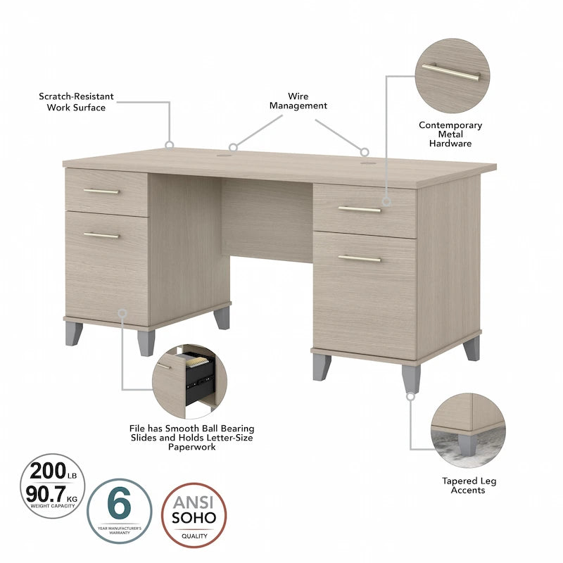 Scrivania da ufficio 60W con cassetti