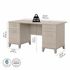 Scrivania da ufficio 60W con cassetti