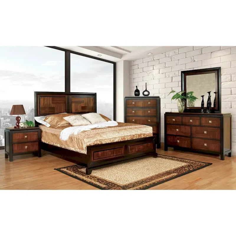 Sigh Rustic Walnut Solid Wood 3-piece Bedroom Set