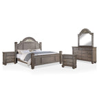 Vame Traditional Grey Wood 5-Piece Poster Bedroom Set by
