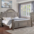 Vame Traditional Grey Wood 5-Piece Poster Bedroom Set by