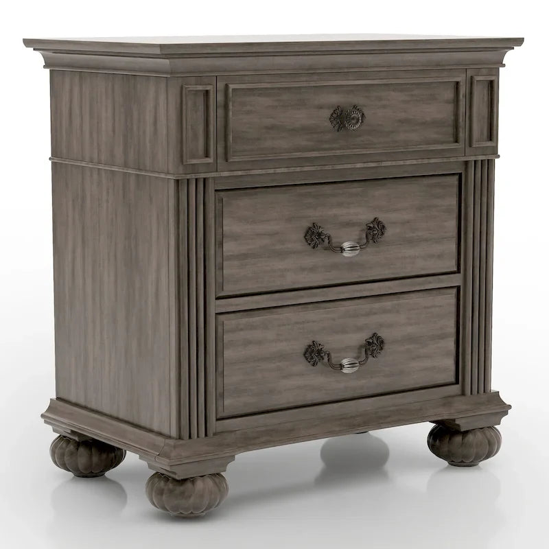 Vame Traditional Grey Wood 5-Piece Poster Bedroom Set by
