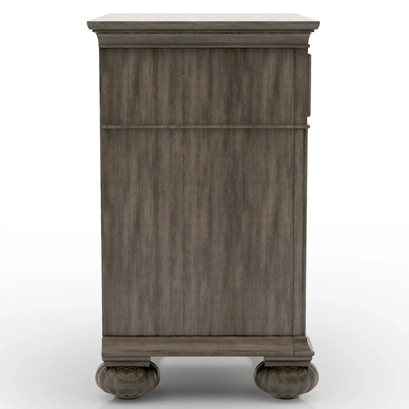Vame Traditional Grey Wood 5-Piece Poster Bedroom Set by