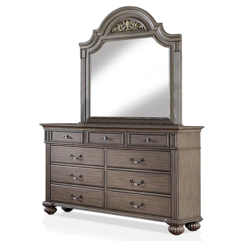 Vame Traditional Grey Wood 5-Piece Poster Bedroom Set by
