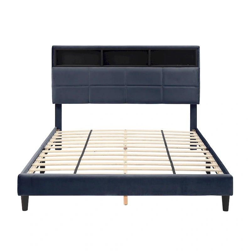 Letto contenitore Rosdale grigio imbottito con porte USB