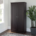 Armadio alto in rovere espresso con ante - 31.38L x 16.30W x 61.14H