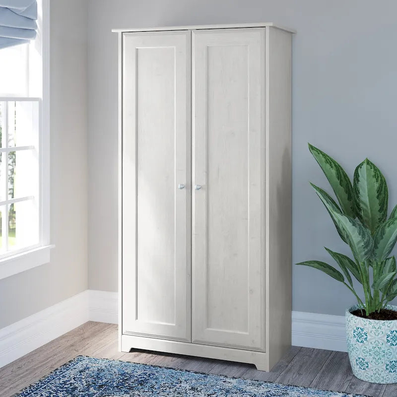 Armadio alto in rovere espresso con ante - 31.38L x 16.30W x 61.14H