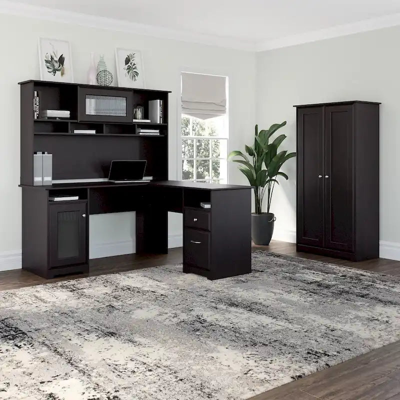 Armadio alto in rovere espresso con ante - 31.38L x 16.30W x 61.14H