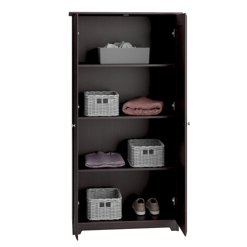 Armadio alto in rovere espresso con ante - 31.38L x 16.30W x 61.14H